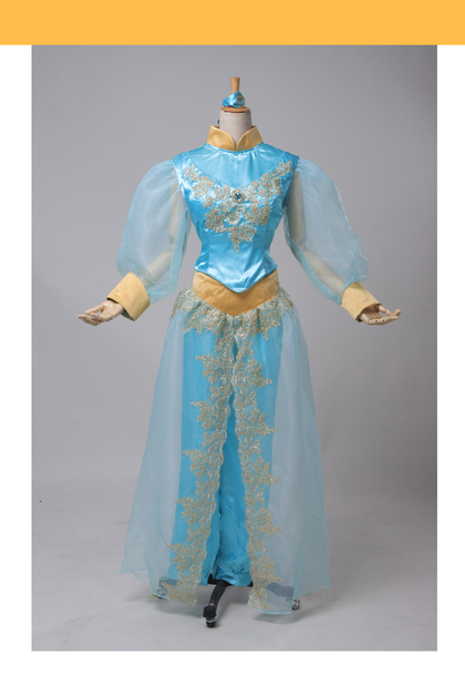 princess jasmine in dress Aladdin Princess Jasmine Lake Green Classic Cosplay Without Boning / Traditional Lace Tie