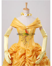 Princess Belle Amber Gold With Embroidery Accent Beauty And Beast Cosplay Costume