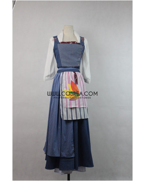 belle beauty and the beast blue dress Princess Belle 2017 Live Action Movie Peasant Cosplay Costume