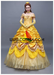 Cosrea Disney Beauty And Beast Princess Belle Multilayer Tulle Cosplay Costume