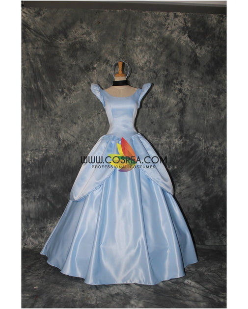 what color is cinderella's dress Princess Cinderella Simple Satin Cosplay Costume