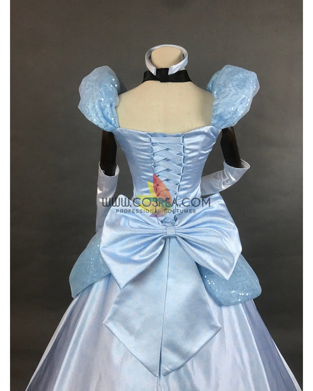 Cosrea Disney Cinderella Sky Blue Sequined Tulle Cosplay Costume