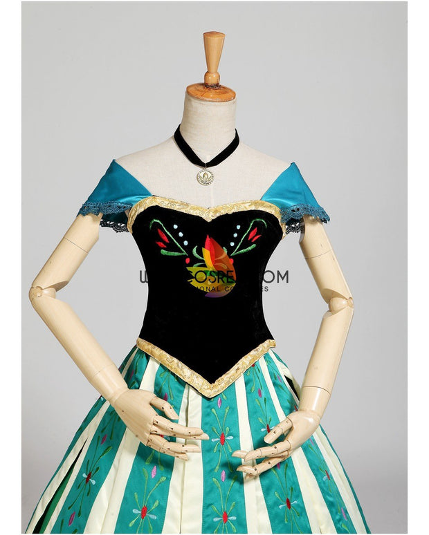 Frozen Anna Embroidered Coronation Cosplay Costume