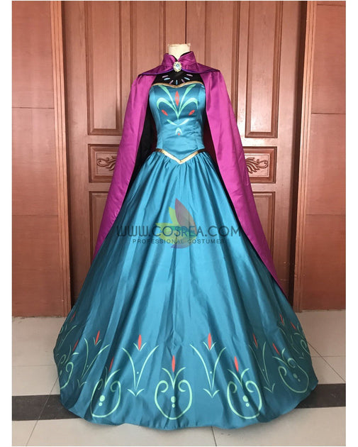 Frozen Elsa Coronation Printed Cosplay Costume With Boning / Concealed Zipper Frozen Elsa Coronation Printed Cosplay Costume With Boning / Concealed Zipper