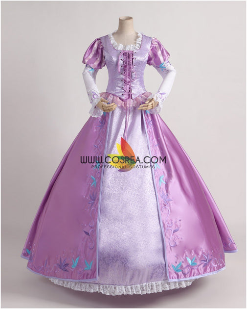 Princess Rapunzel Lilac Purple Brocade Cosplay Costume - Cosrea Cosplay