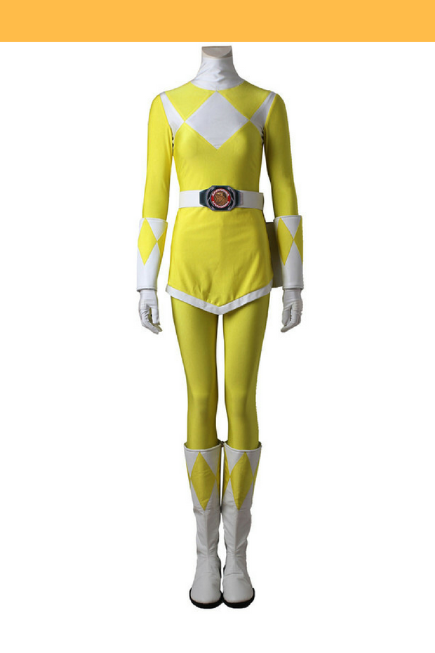 Cosrea P-T Power Rangers Mighty Morphin Yellow Ranger Cosplay Costume