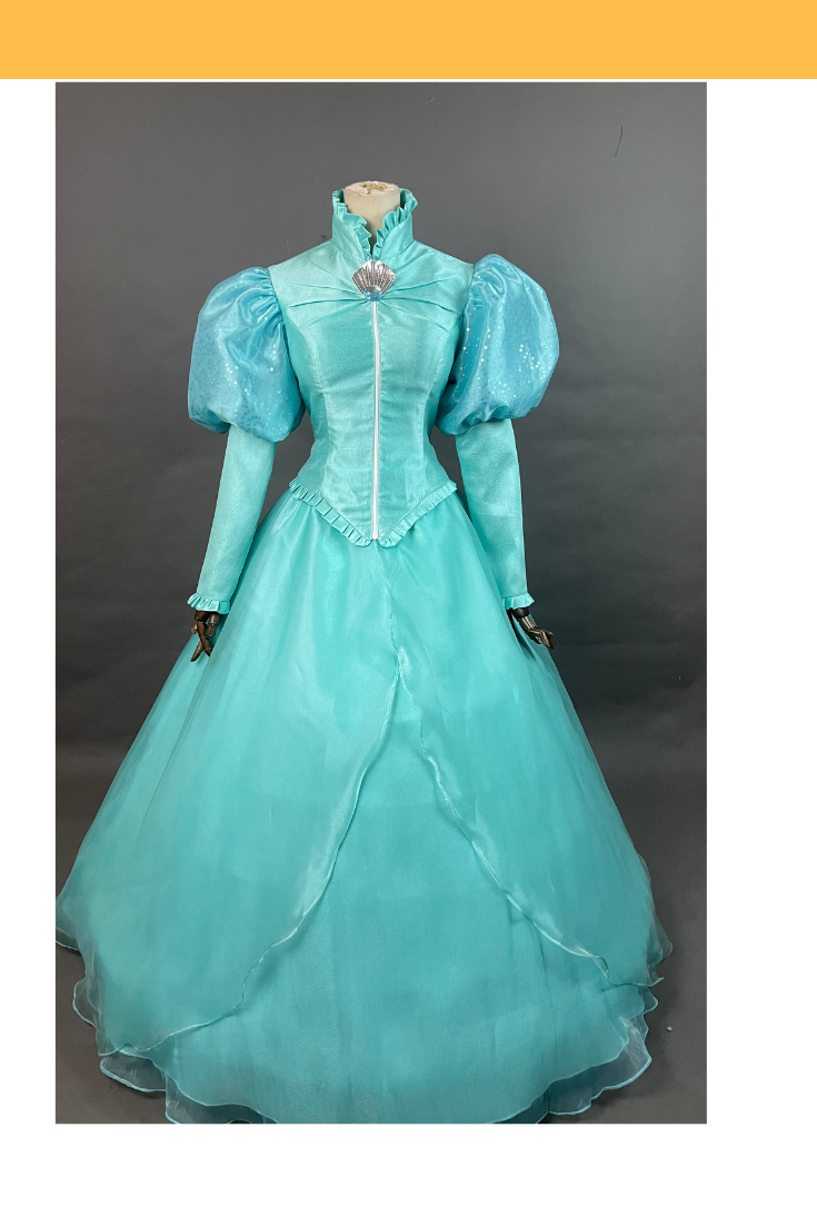 Ariel Inspired Winter Version Light Teal Layered Cosplay Costume