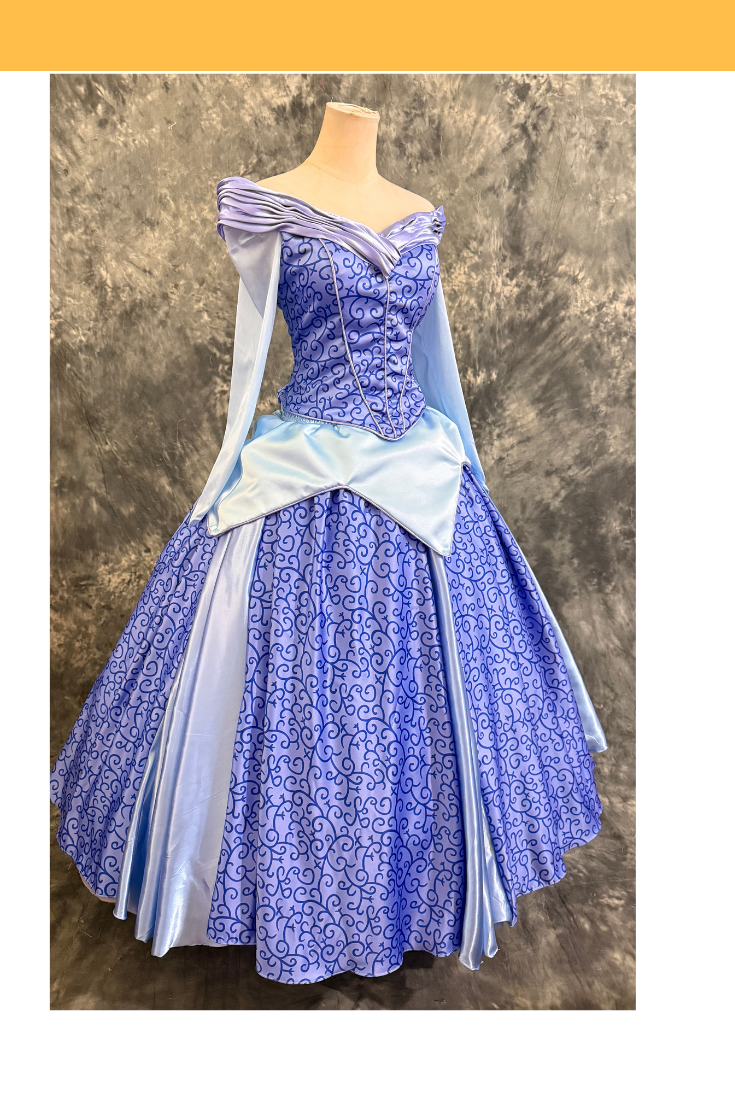 Aurora Inspired Blue Printed Pattern Cosplay Costume