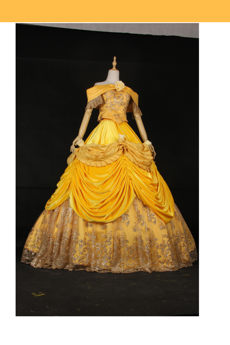 Belle Inspired 2026 Bright Gold Layered Cosplay Costume