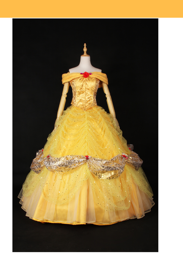 Belle Inspired 2026 Light Gold Layered Cosplay Costume