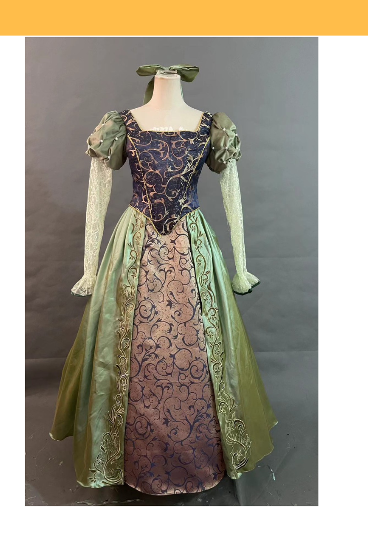 Belle Inspired Green Embroidered Cosplay Costume