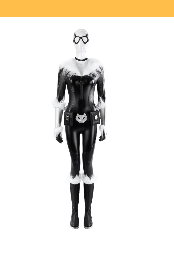 Black Cat Faux Fur Trimmed Cosplay Costume