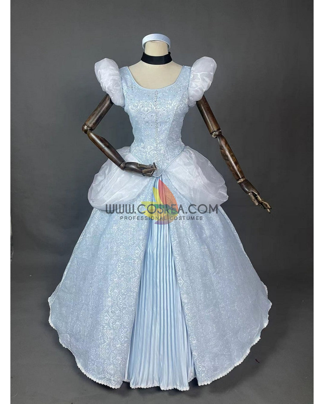 silver cinderella dress Princess Cinderella With Silver Embroidery Cosplay Costume Without Boning / Combination Lace Tie