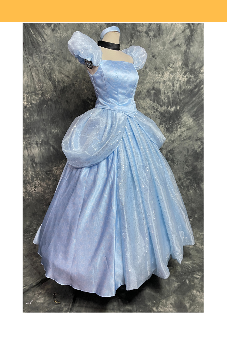 cinderella dress silver or blue Princess With Sequined Fabric Cosplay Costume Without Boning / Traditional Lace Tie Color:As picture show Blue & White Aztec US import duties YGroup_raynemaxidress