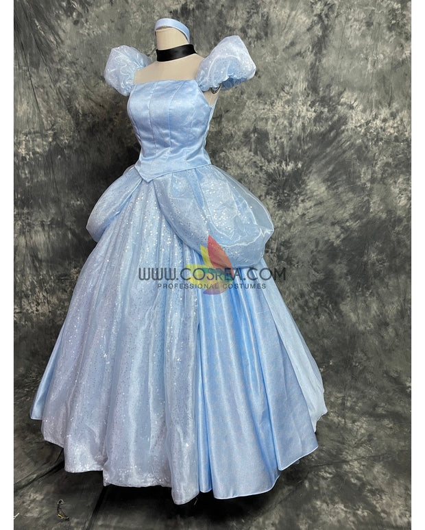 Cosrea Disney Cinderella With Silver Sequined Fabric Cosplay Costume