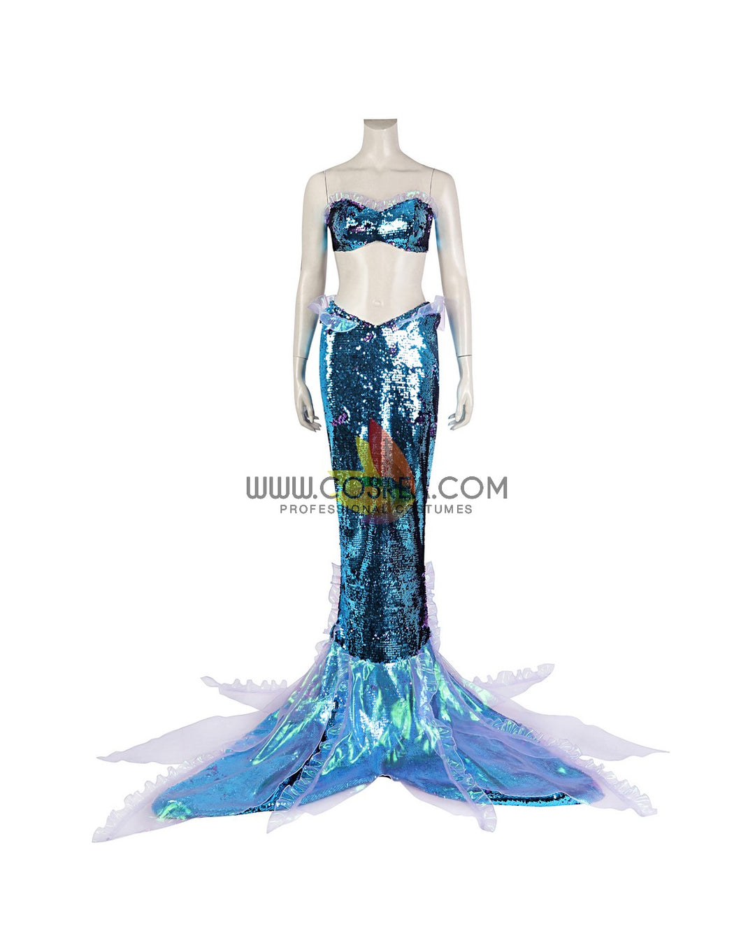 Womens Mermaid Costumes Fishtail Outfit Stage Performance Uniform Sequin Skirt E - Foto 5