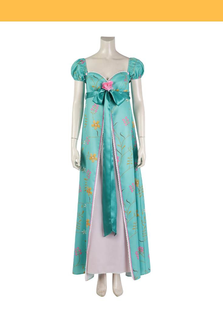 Cosrea Disney No Option Giselle Enchanted Teal Floral Cosplay Costume