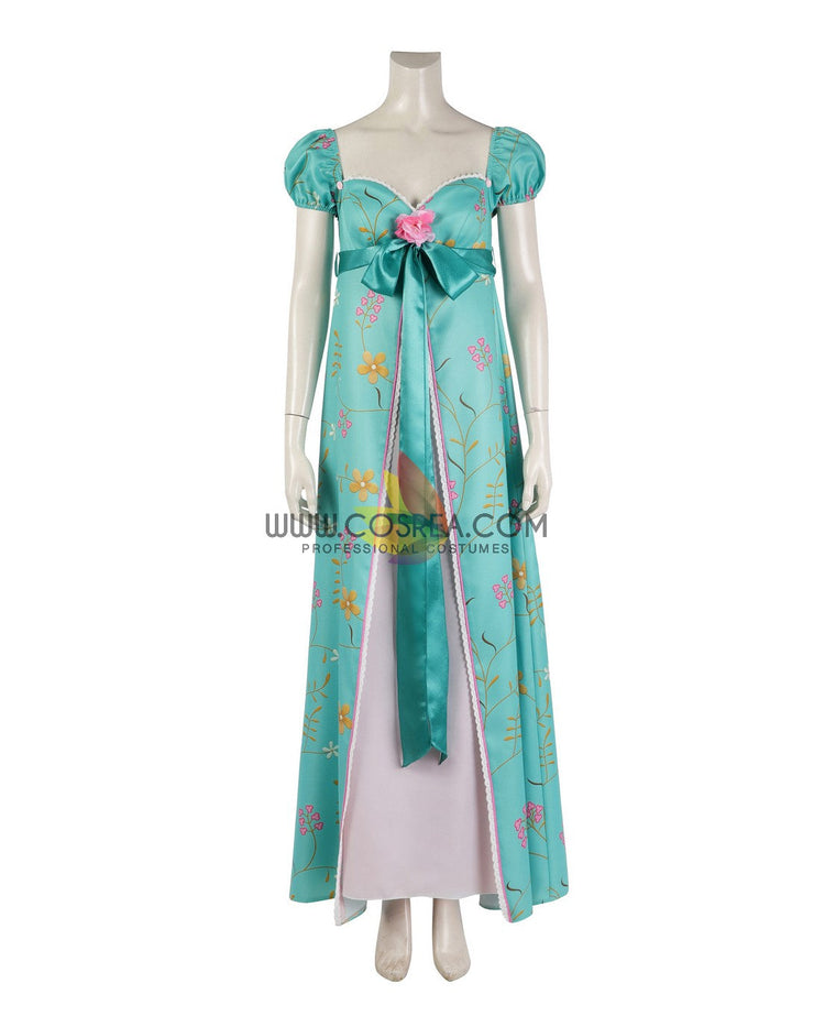 Cosrea Disney No Option Giselle Enchanted Teal Floral Cosplay Costume