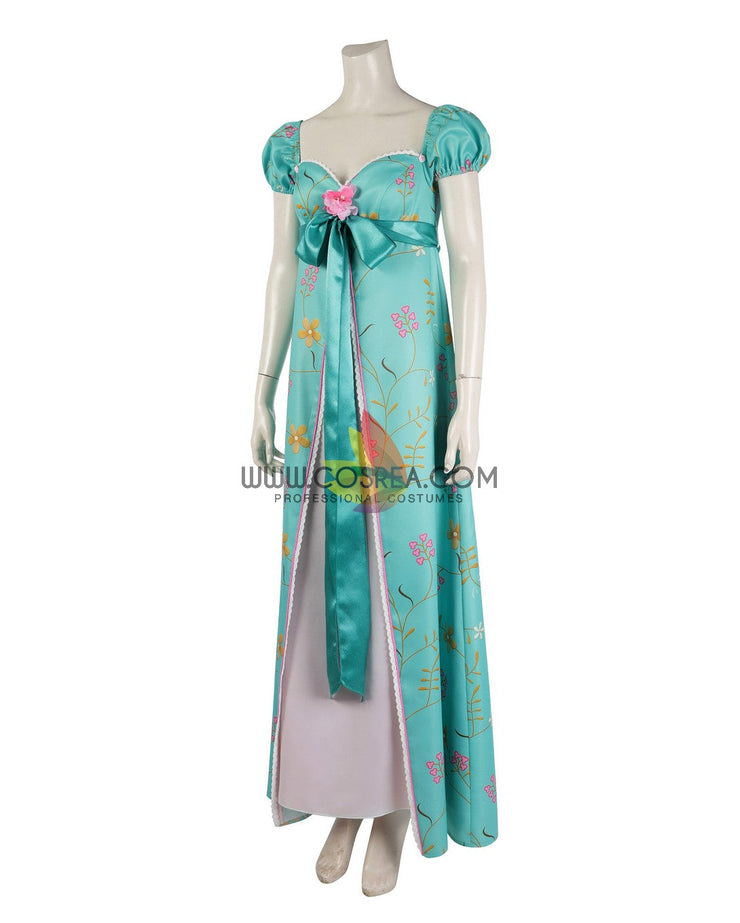 Cosrea Disney No Option Giselle Enchanted Teal Floral Cosplay Costume