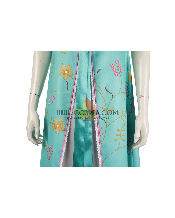 Cosrea Disney No Option Giselle Enchanted Teal Floral Cosplay Costume