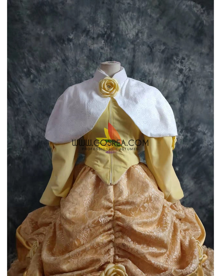 Cosrea Disney Princess Belle Velvet With Brocade Winter Beauty And Beast Cosplay Costume