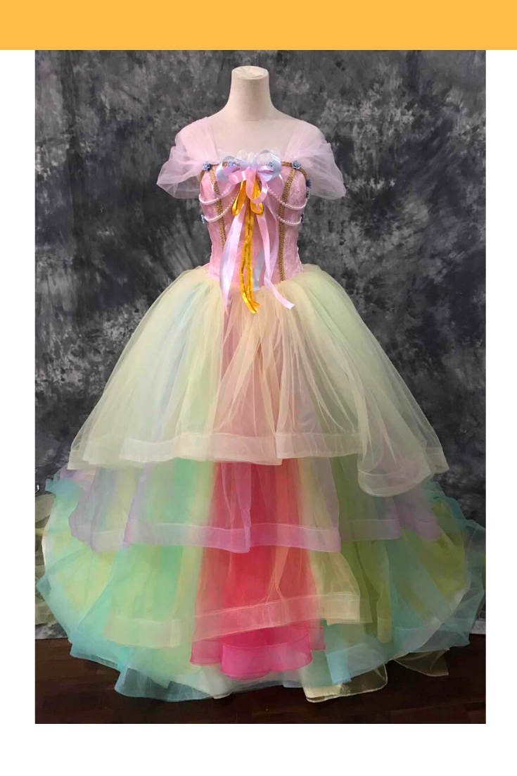 Cosrea Disney Unicorn Princess Rainbow Chiffon Cosplay Costume
