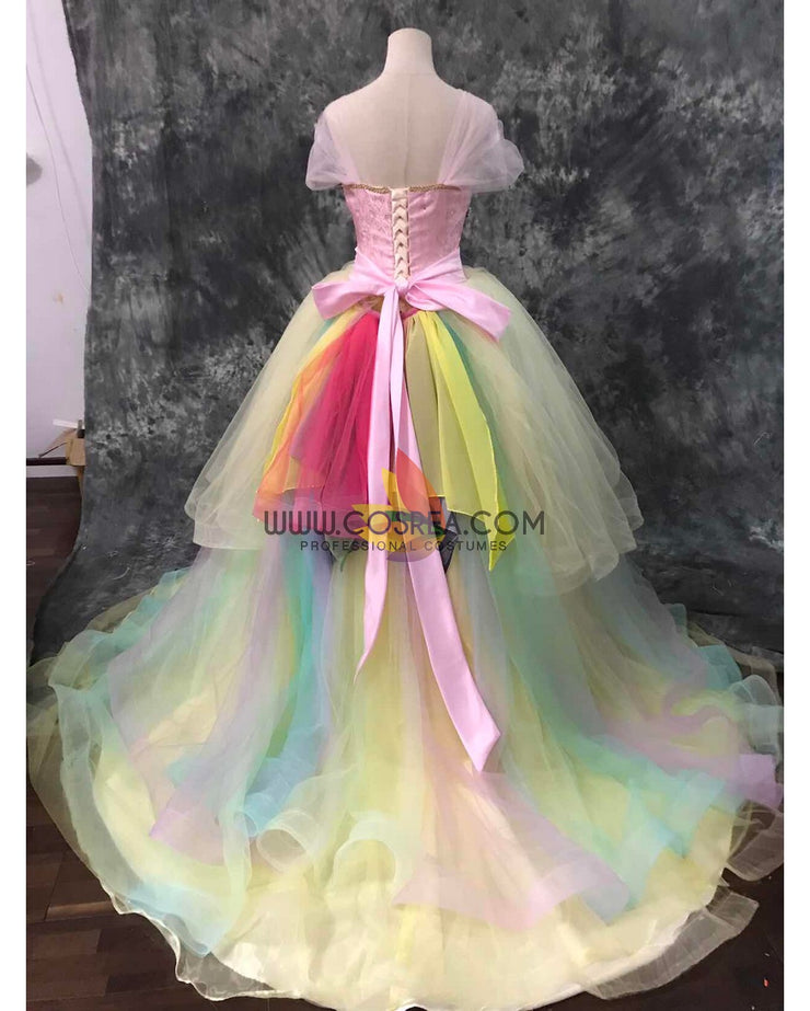 Cosrea Disney Unicorn Princess Rainbow Chiffon Cosplay Costume