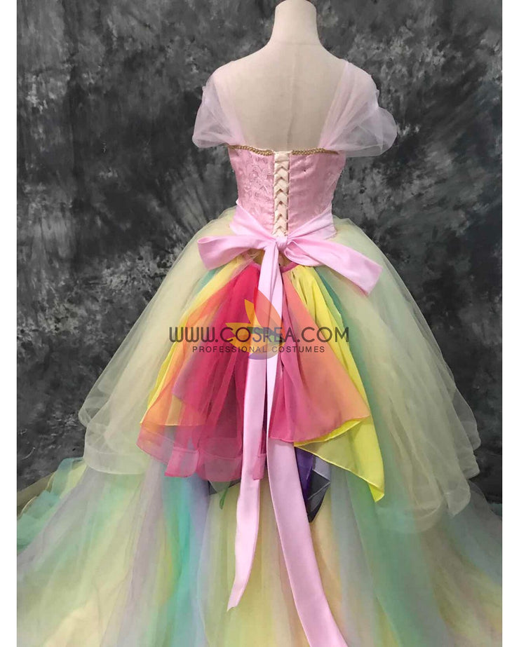 Cosrea Disney Unicorn Princess Rainbow Chiffon Cosplay Costume