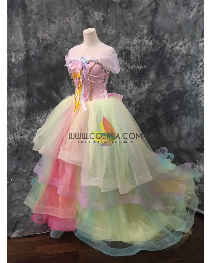 Cosrea Disney Unicorn Princess Rainbow Chiffon Cosplay Costume