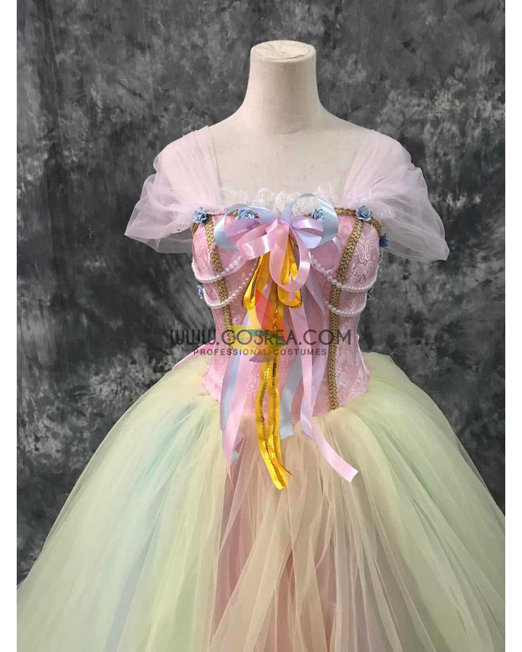 Cosrea Disney Unicorn Princess Rainbow Chiffon Cosplay Costume