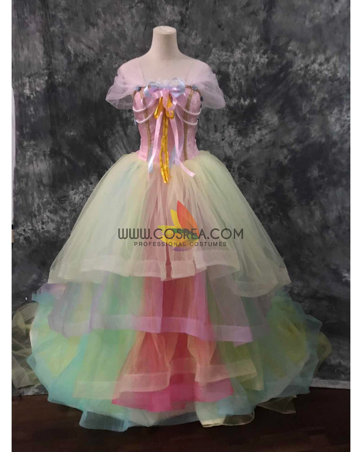 Cosrea Disney Unicorn Princess Rainbow Chiffon Cosplay Costume