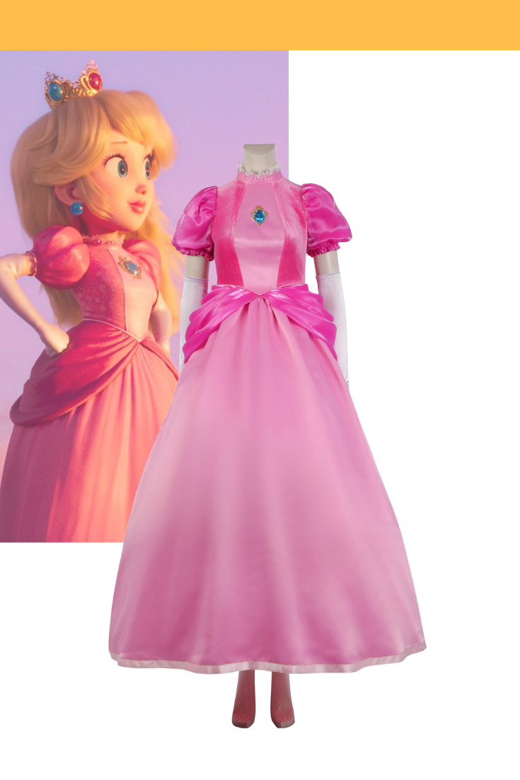 strapless open back dress Princess Peach The Super Mario Bros. Movie Cosplay Costume