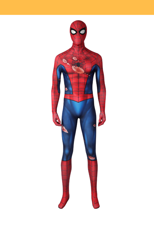 Cosrea Marvel Universe Spiderman Battle Torn Version Digital Printed Cosplay Costume