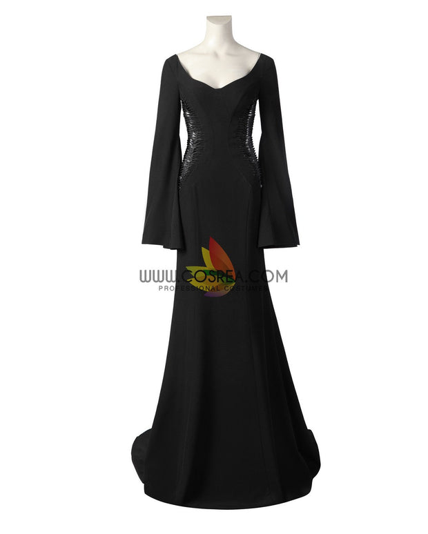 Costume Morticia Addams Femme - Robe Gothique Vintage Avec Perruque - Tissu Polyester Et Velours - Pour Halloween, Soirée Déguisée