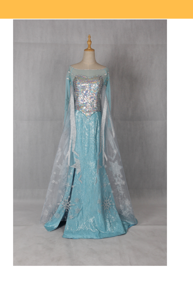 Elsa Inspired Silver Sequin 2026 Gown Cosplay Costume