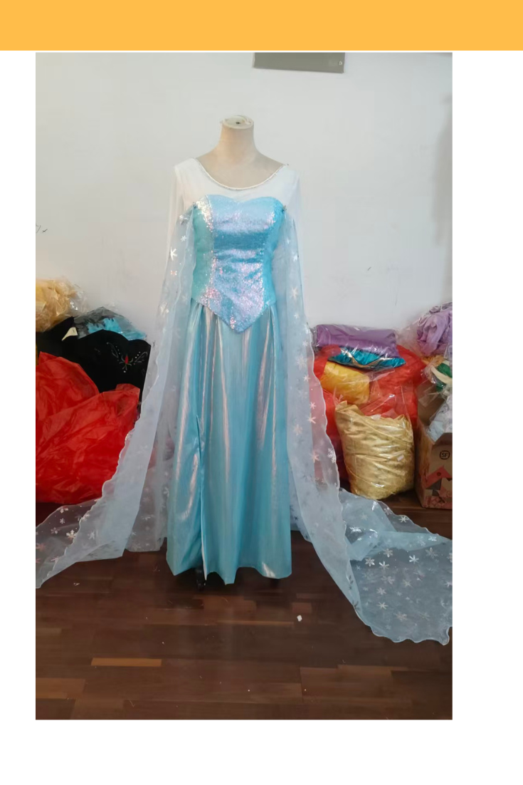 Elsa Inspired Sky Blue Sequin Gown Cosplay Costume