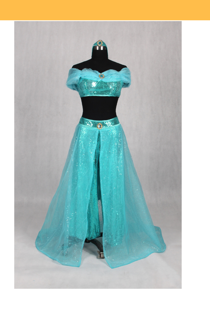 Jasmine Inspired Green Sequin Cosplay Costume