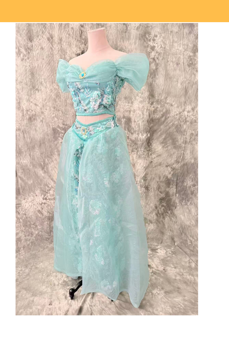 Jasmine Inspired Light Teal Beaded Cosplay Costume