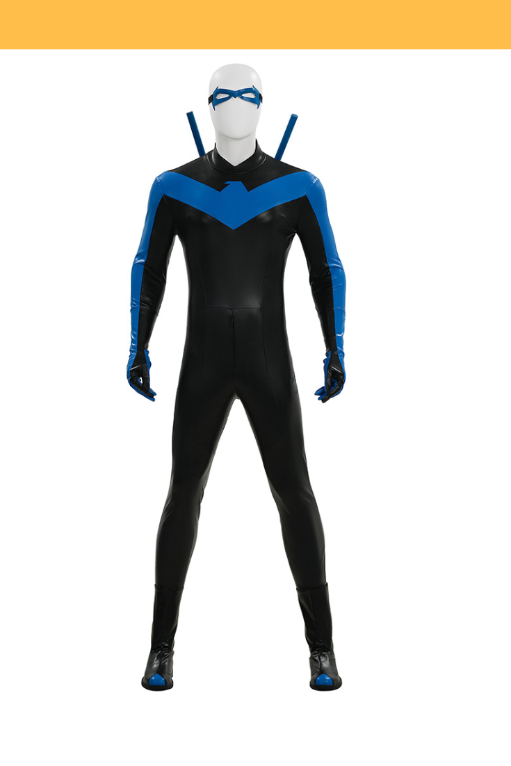 Nightwing Blue No Muscle Padding PU Leather Suit Cosplay Costume