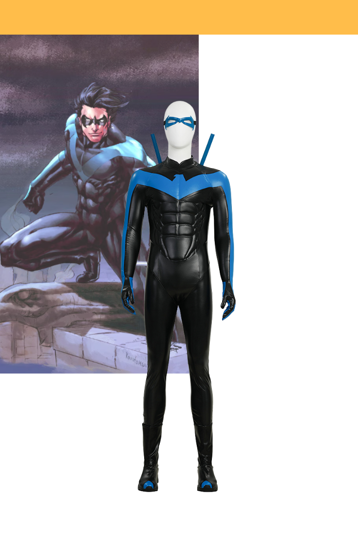 Nightwing Comic Book Version Blue Combat Suit Cosplay Costume