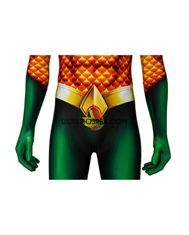 Cosrea DC Universe Aquaman Classic Version With Flared Gloves Digital Printed Cosplay Costume