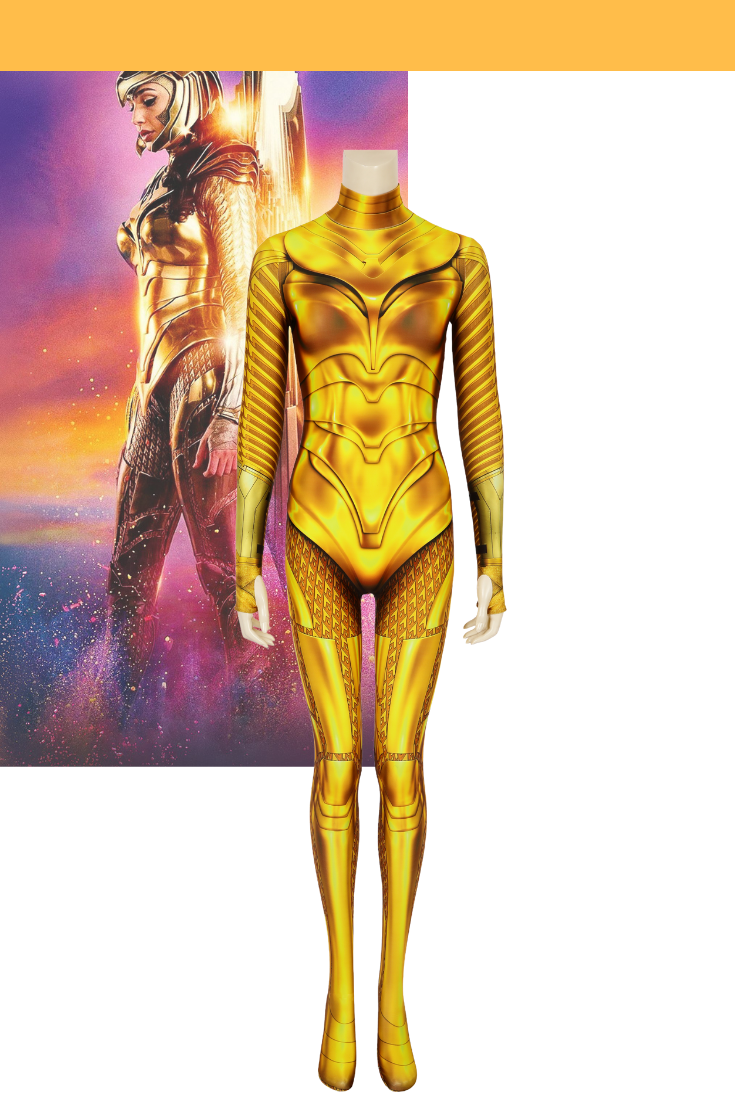 Cosrea DC Universe Wonder Woman 1984 Gold Armor Digital Printed Cosplay Costume