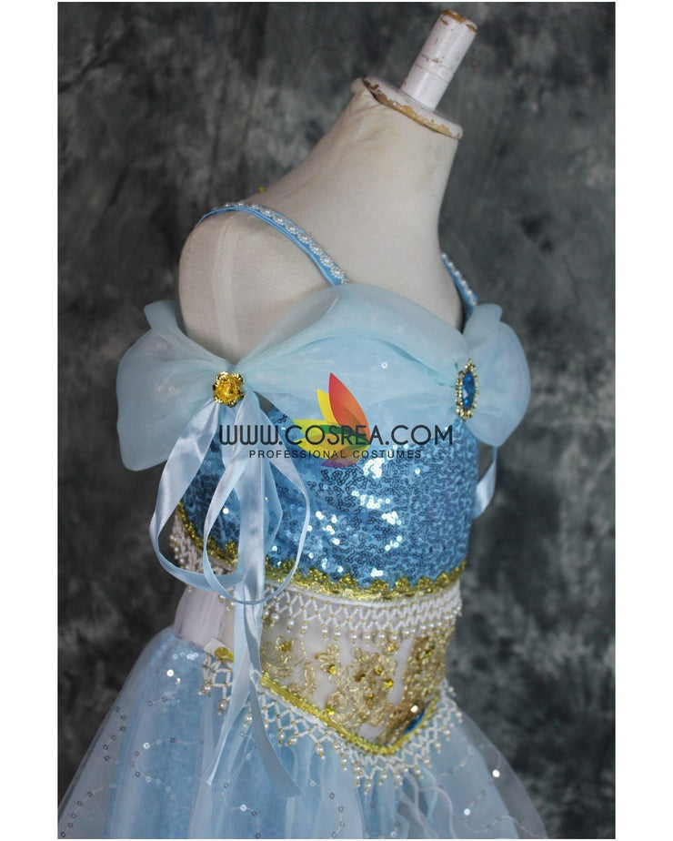 Princess Jasmine Blue Sequined Aladdin Cosplay Costume Princess Jasmine Blue Sequined Aladdin Cosplay Costume