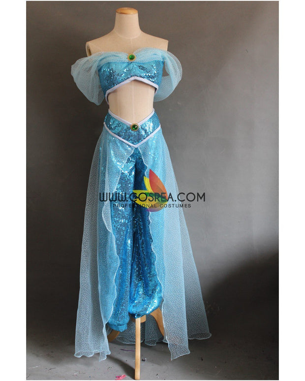 Aladdin Jasmine Blue Cosplay Costume