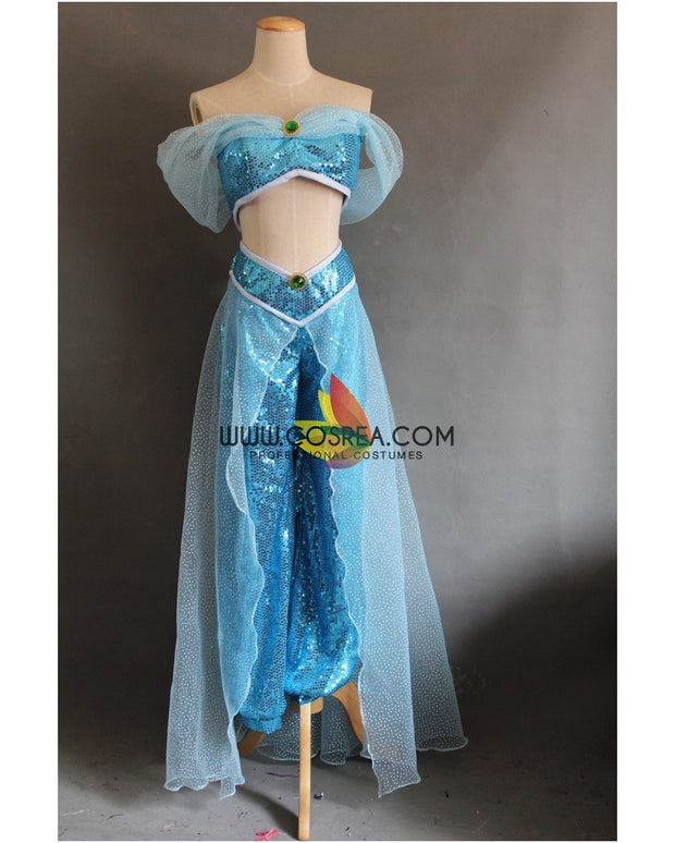 Princess Jasmine Aladdin Sequin Fabric Cosplay Costume