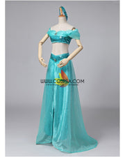 Cosrea Disney Aladdin Princess Jasmine Lake Green Classic Cosplay Costume