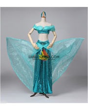 Cosrea Disney Aladdin Princess Jasmine Lake Green Classic Cosplay Costume