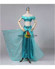 Cosrea Disney Aladdin Princess Jasmine Lake Green Classic Cosplay Costume