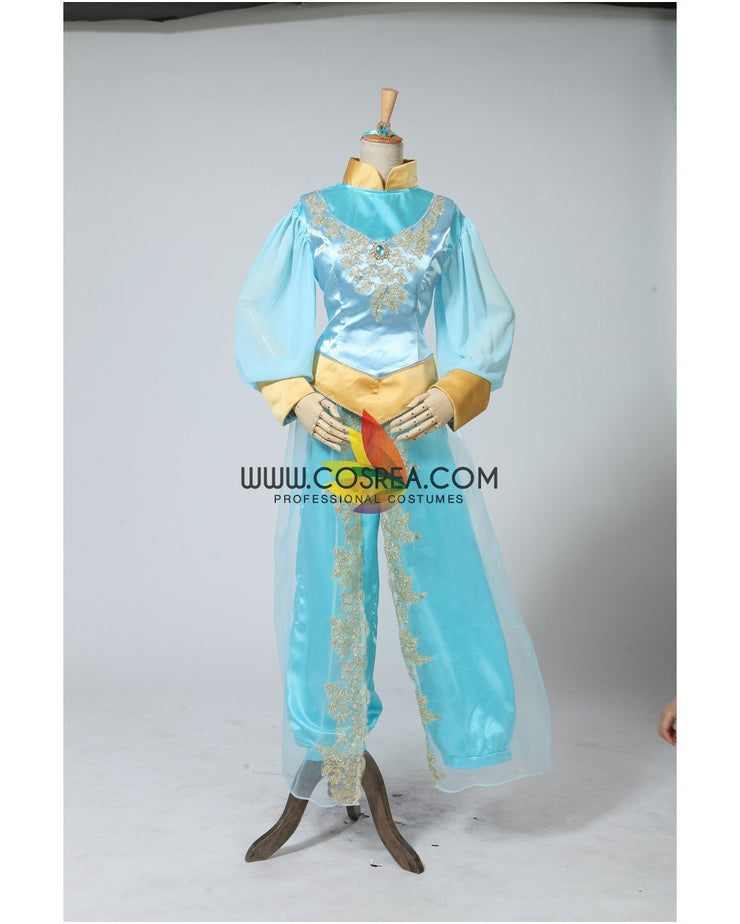 Princess Jasmine Aladdin Satin With Chiffon Sleeves Cosplay Costume