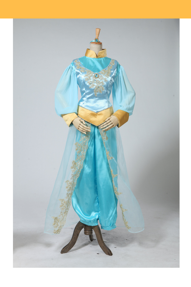 Cosrea Disney Aladdin Princess Jasmine Satin With Chiffon Sleeves Cosplay Costume